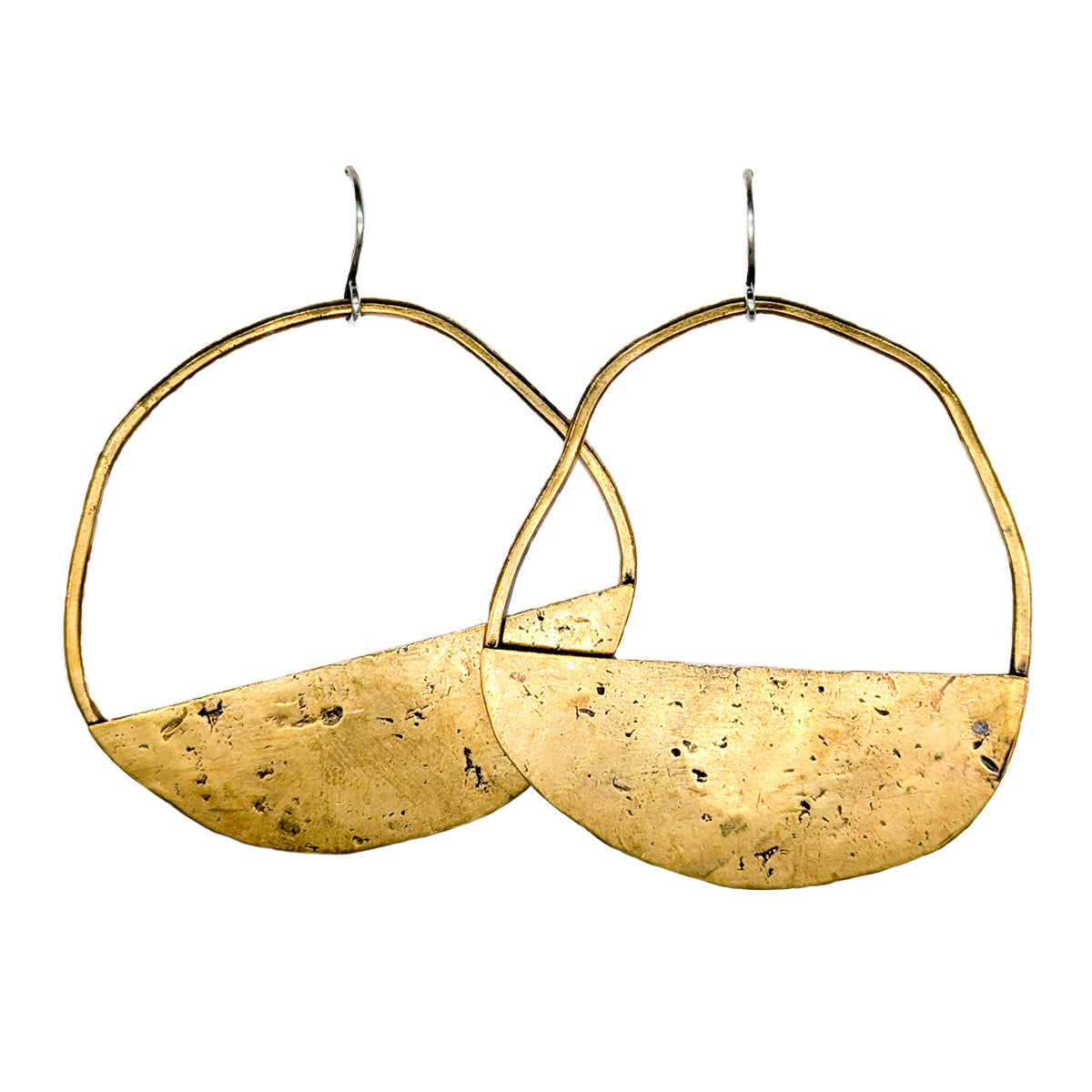 Organic Brass Half Moon Earrings