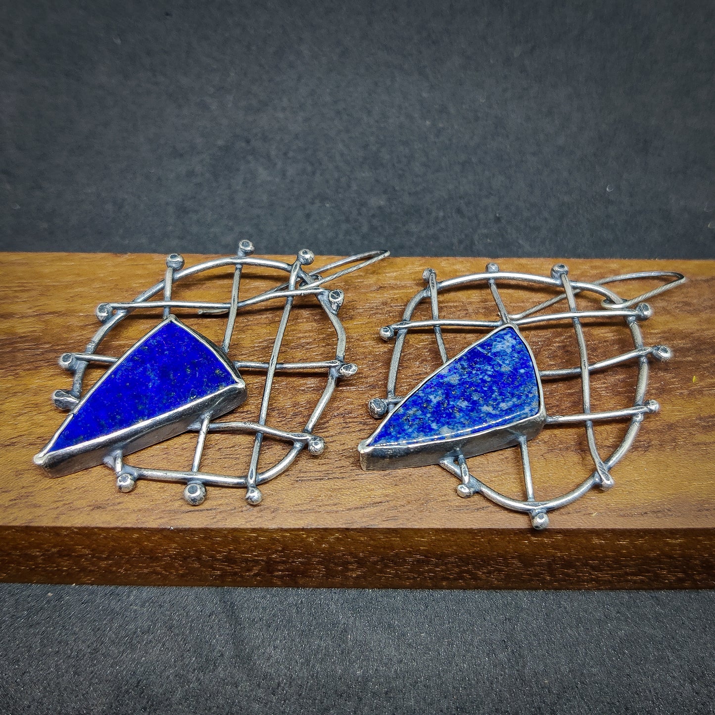 Triangle Lapis Earrings