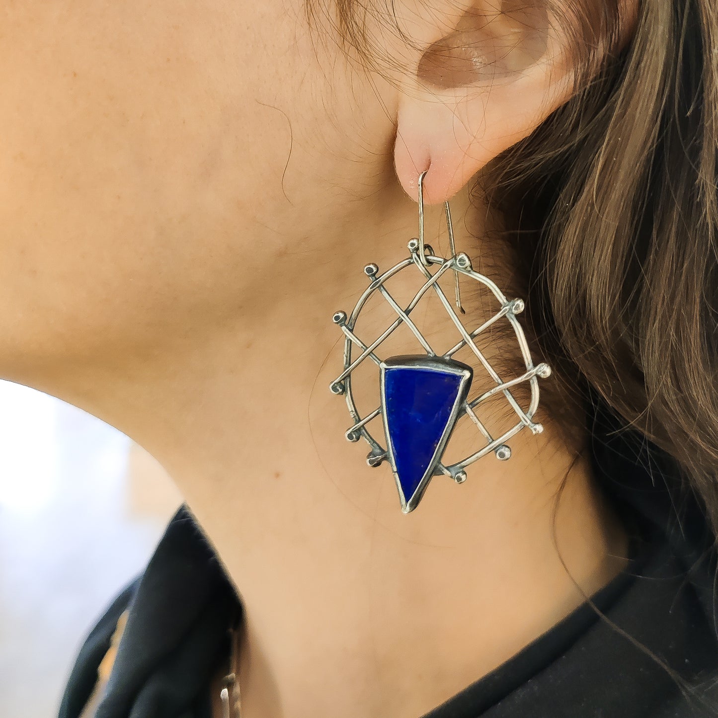 Triangle Lapis Earrings