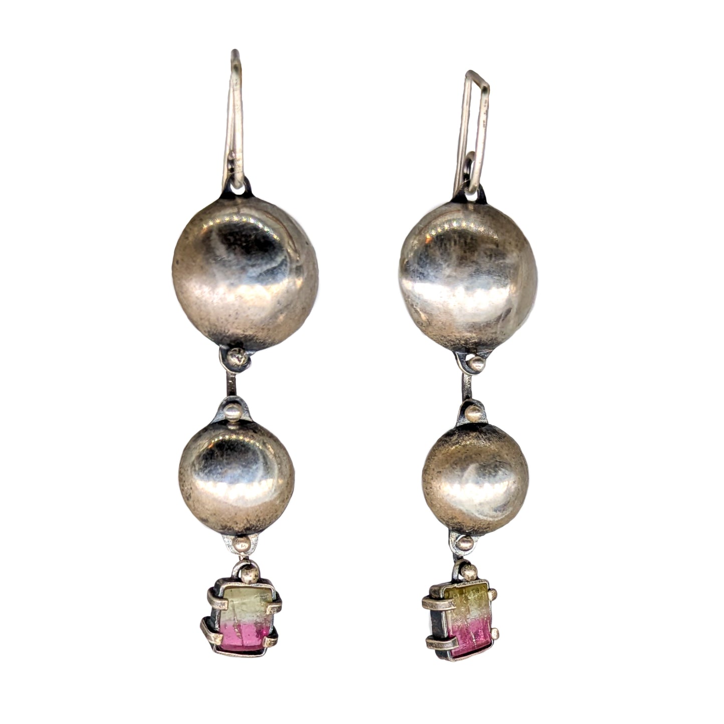 Half Orb Earrings with Watermelon Tourmaline